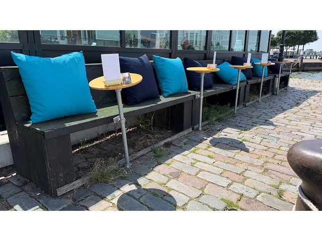 4-delige terrasbank met tafel en singcall service menukaarthouder - afbeelding 1 van  14