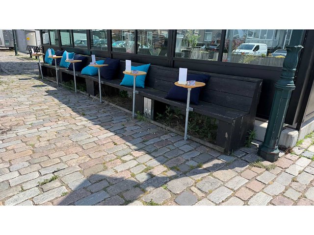 4-delige terrasbank met tafel en singcall service menukaarthouder - afbeelding 11 van  14