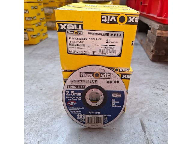 4 doos a 25 stuks doorslijpschijf flexovit, 125x2,5x22,23 - afbeelding 1 van  4