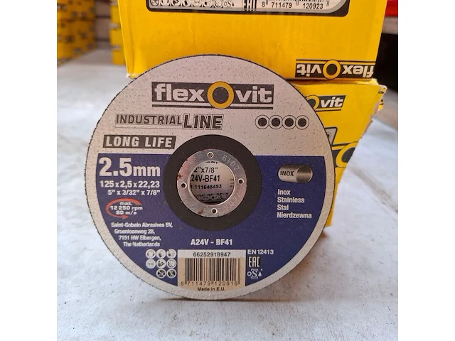 4 doos a 25 stuks doorslijpschijf flexovit, 125x2,5x22,23 - afbeelding 2 van  4