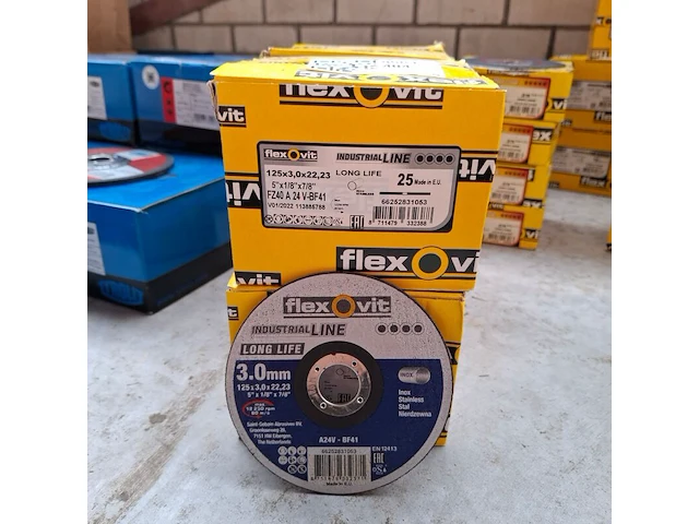 4 doos a 25 stuks doorslijpschijf flexovit, 125x3,0x22,23 - afbeelding 1 van  4