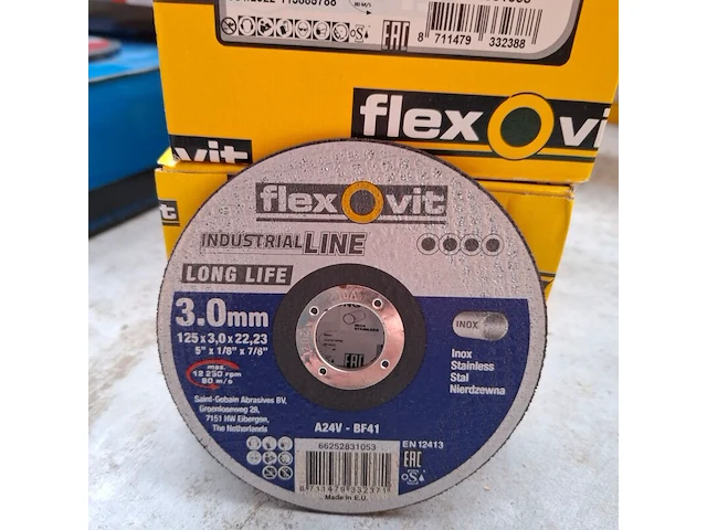 4 doos a 25 stuks doorslijpschijf flexovit, 125x3,0x22,23 - afbeelding 2 van  4