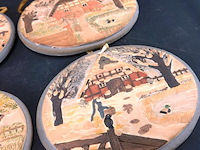 4 handbeschilderde gipsen plaques - afbeelding 3 van  5