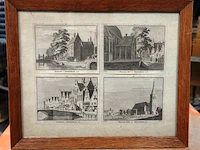 4 historische gravures van medemblik uit 1726, getekend door cornelis pronk en gegraveerd door hendrik spilman