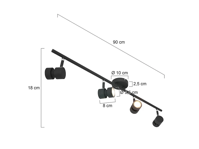 4-lichts spot met dimbaar gu10 licht, steinhauer, natasja 7904zw, zwart, 2026 - afbeelding 3 van  4