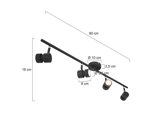 4-lichts spot natasja steinhauer, 7904zw, zwart, bouwjaar 2025, nieuw in doos - afbeelding 3 van  8