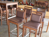 4 modern houten barkrukken bruine rug en zit - afbeelding 1 van  6