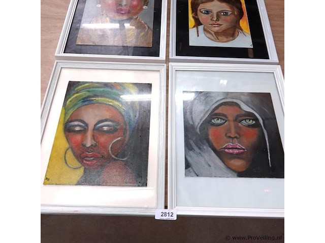 4 olieverfschilderij op doek in lijst - afbeelding 3 van  5