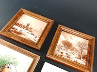 4 oude tegels (3 in houten lijst) - afbeelding 2 van  5
