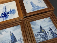 4 oude tegels in houten lijsten - afbeelding 3 van  5