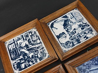 4 oude tegels in houten lijsten - afbeelding 2 van  5