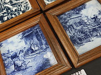 4 oude tegels in houten lijsten - afbeelding 3 van  5