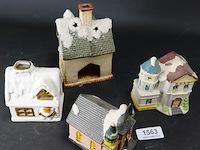 4 porseleinen winter/kersthuisjes - afbeelding 2 van  5