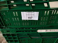 4 pvc bakken gevuld met porseleinen servies w.o. borden en kommen , partij bier-, wijn- en frisdrankglazen (12,21) - afbeelding 2 van  15