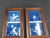 4 tegels in 2 houten lijsten - afbeelding 1 van  5