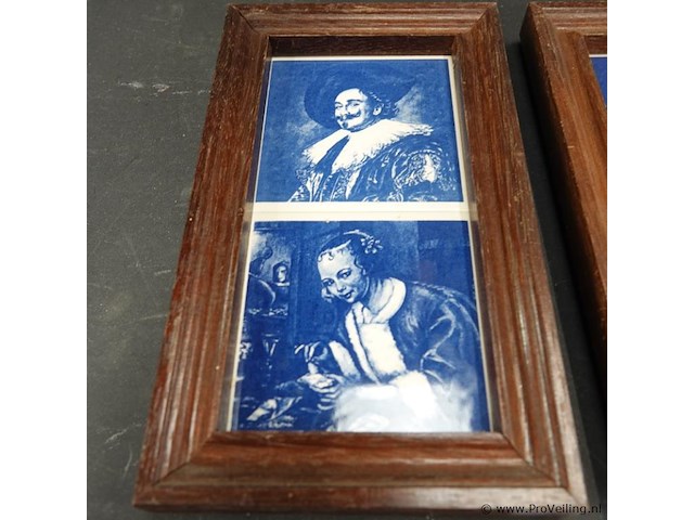 4 tegels in 2 houten lijsten - afbeelding 2 van  5