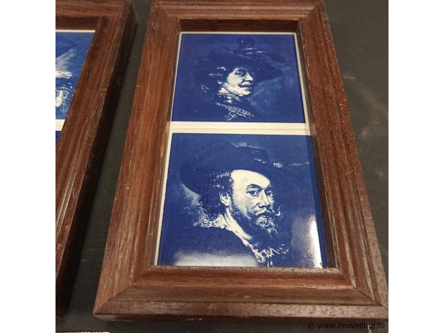 4 tegels in 2 houten lijsten - afbeelding 3 van  5