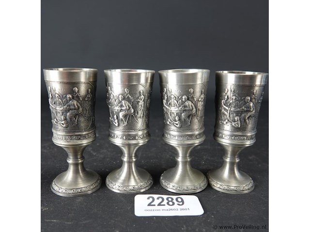 4 tinnen kelkglaasjes - afbeelding 1 van  5