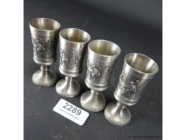 4 tinnen kelkglaasjes - afbeelding 2 van  5