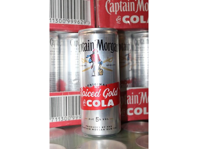 4 x 12 blikken captain morgan spiced gold & cola 0,25cl. tht 11-2025. bod inclusief statiegeldwaarde van 7,... - afbeelding 2 van  2