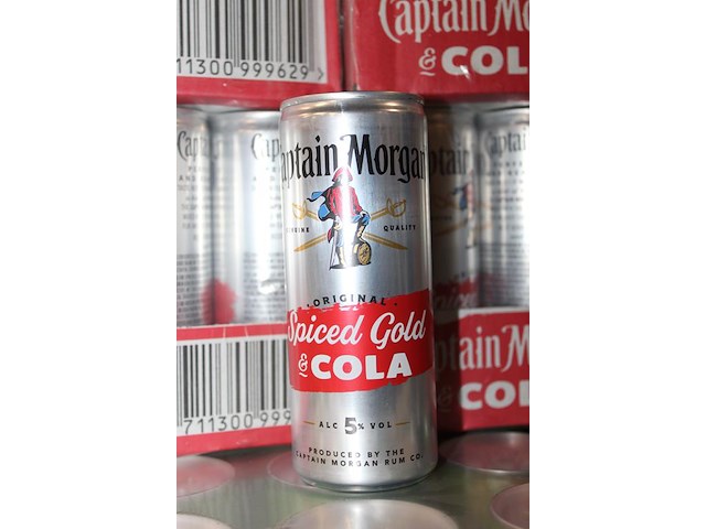 4 x 12 blikken captain morgan spiced gold & cola 0,25cl. tht 11-2025. bod inclusief statiegeldwaarde van 7,... - afbeelding 2 van  2