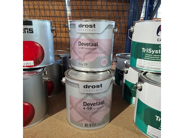 4 x 2,5 liter hoogglanslak sb, drost, u4,15,10 gelders blauw - afbeelding 1 van  5