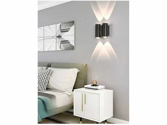 4 x bidirectionele led wandlamp – 4w – 3500k warm wit – ip54 – sw-47-2 - afbeelding 2 van  6