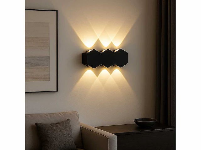 4 x bidirectionele led wandlamp – 6w – 3500k warm wit – ip54 – sw-51-3 - afbeelding 6 van  8