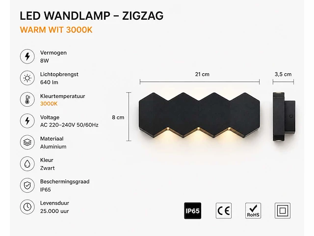 4 x bidirectionele led wandlamp – 8w – 3500k warm wit – ip54 – sw-51-4 - afbeelding 3 van  8