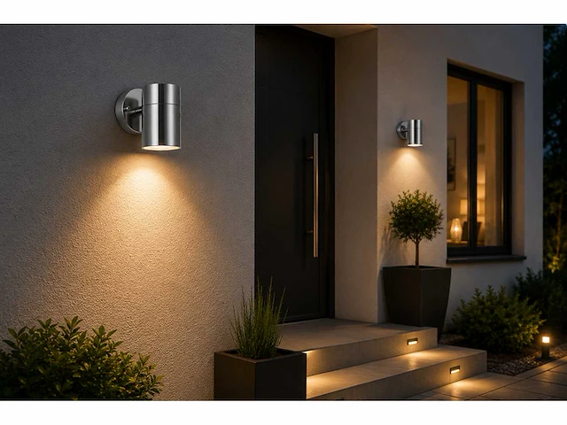 4 x buiten wandlamp gu10 – mat chroom – ip44 – manolya-1 - afbeelding 12 van  15