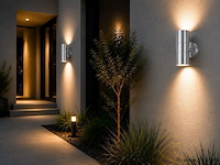 4 x buiten wandlamp up & down – 2xgu10 – mat chroom – ip44 – manolya-2 - afbeelding 1 van  5