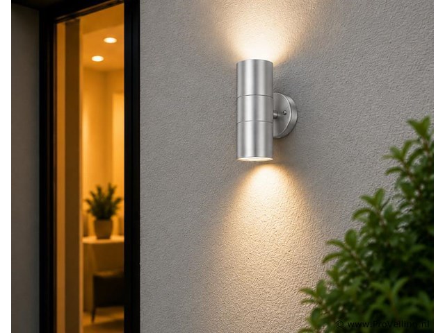 4 x buiten wandlamp up & down – 2xgu10 – mat chroom – ip44 – manolya-2 - afbeelding 3 van  5