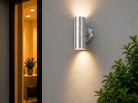 4 x buiten wandlamp up & down – 2xgu10 – mat chroom – ip44 – manolya-2 - afbeelding 3 van  5