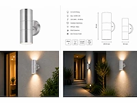 4 x buiten wandlamp up & down – 2xgu10 – mat chroom – ip44 – manolya-2 - afbeelding 7 van  15