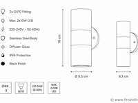 4 x buiten wandlamp up & down – 2xgu10 – zwart – ip44 – manolya-2 - afbeelding 4 van  5