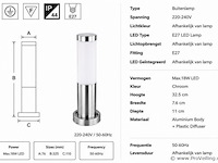 4 x buitenlamp tuinpaal – e27 – chroom – ip44 – 325mm – defne-3 - afbeelding 4 van  5
