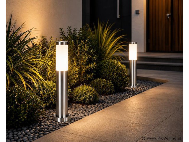 4 x buitenlamp tuinpaal – e27 – chroom – ip44 – 500mm – defne-4 - afbeelding 1 van  5