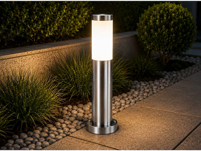 4 x buitenlamp tuinpaal – e27 – chroom – ip44 – 500mm – defne-4 - afbeelding 9 van  15