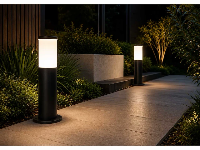 4 x buitenlamp tuinpaal – e27 – zwart – ip44 – 300mm – kavak-3 - afbeelding 11 van  15