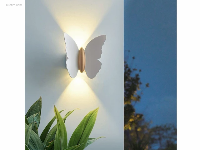 4 x farfala wandlamp wit goud - afbeelding 2 van  6