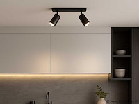 4 x gu10 opbouwspot armatuur – 2 draaibare spots – ip20 – zwart - afbeelding 1 van  4