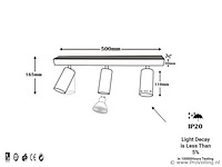 4 x gu10 opbouwspot armatuur – 3 draaibare spots – ip20 – zwart - afbeelding 4 van  4