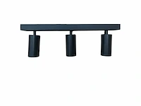 4 x gu10 opbouwspot armatuur – 3 draaibare spots – ip20 – zwart - afbeelding 2 van  4