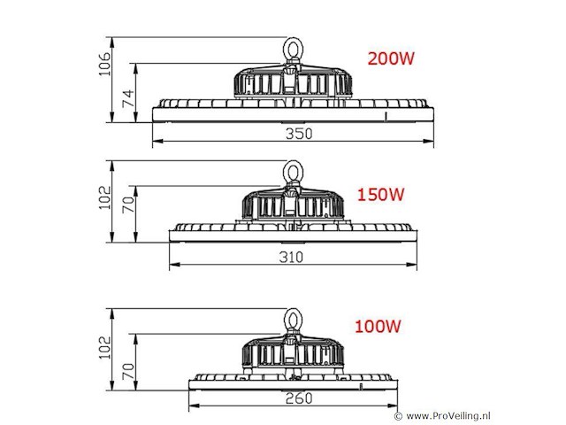 4 x highbay ufo 100w - pro design smd - dimbaar - koud wit 6500k - afbeelding 7 van  8