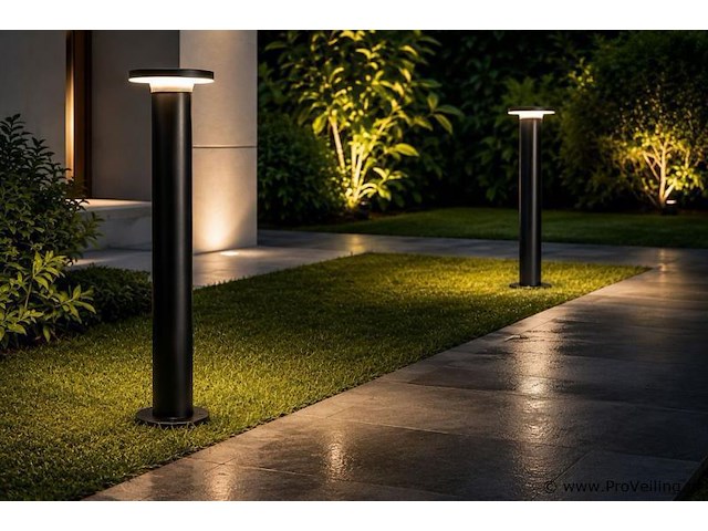 4 x led buiten sokkel lamp – 12w – 4200k neutraal wit - zwart – ip65 – dexter-3 - afbeelding 1 van  5