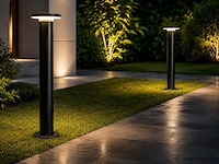 4 x led buiten sokkel lamp – 12w – 4200k neutraal wit - zwart – ip65 – dexter-3 - afbeelding 1 van  5