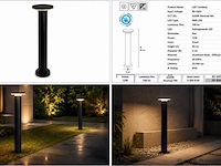 4 x led buiten sokkel lamp – 12w – 4200k neutraal wit - zwart – ip65 – dexter-3 - afbeelding 5 van  5