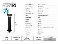 4 x led buiten sokkel lamp – 12w – 4200k neutraal wit - zwart – ip65 – dexter-3 - afbeelding 5 van  10