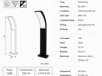 4 x led buiten sokkel lamp – 12w – 4200k neutraal wit - zwart – ip65 – prestige-2 - afbeelding 4 van  5