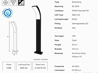 4 x led buiten sokkel lamp – 12w – 4200k neutraal wit - zwart – ip65 – prestige-3 - afbeelding 4 van  5